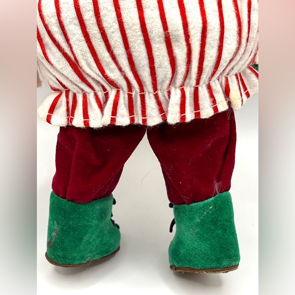 Santa Claus Soft Fabric Christmas Ornament Red White Stripes Jacket 8.5 in - Picture 6 of 7